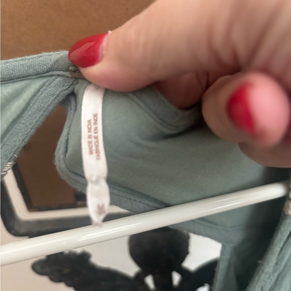 Free People Green Long Sleeve Dress with Cream Floral Embroidery - Picture 4 of 6